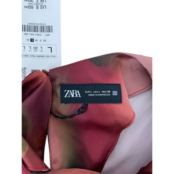 Zara Womens Midi Dress Size L Multicolor Tie Dye Satin Effect 2193/105 NWT - Picture 8 of 16